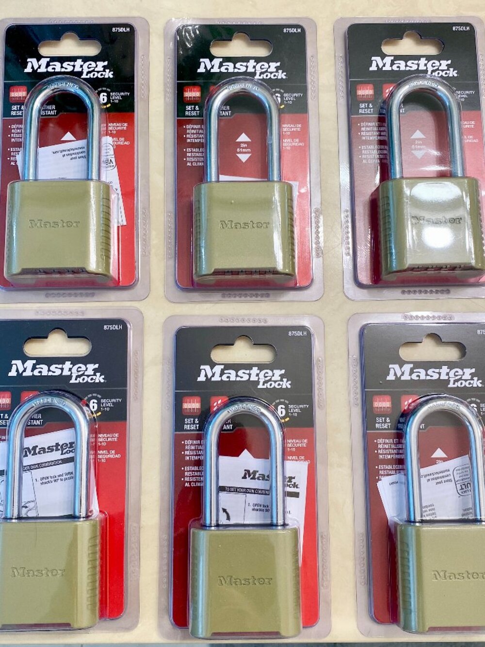 SIX Master Lock 875DLH Steel 4-Digit Combination Padlock Resettable